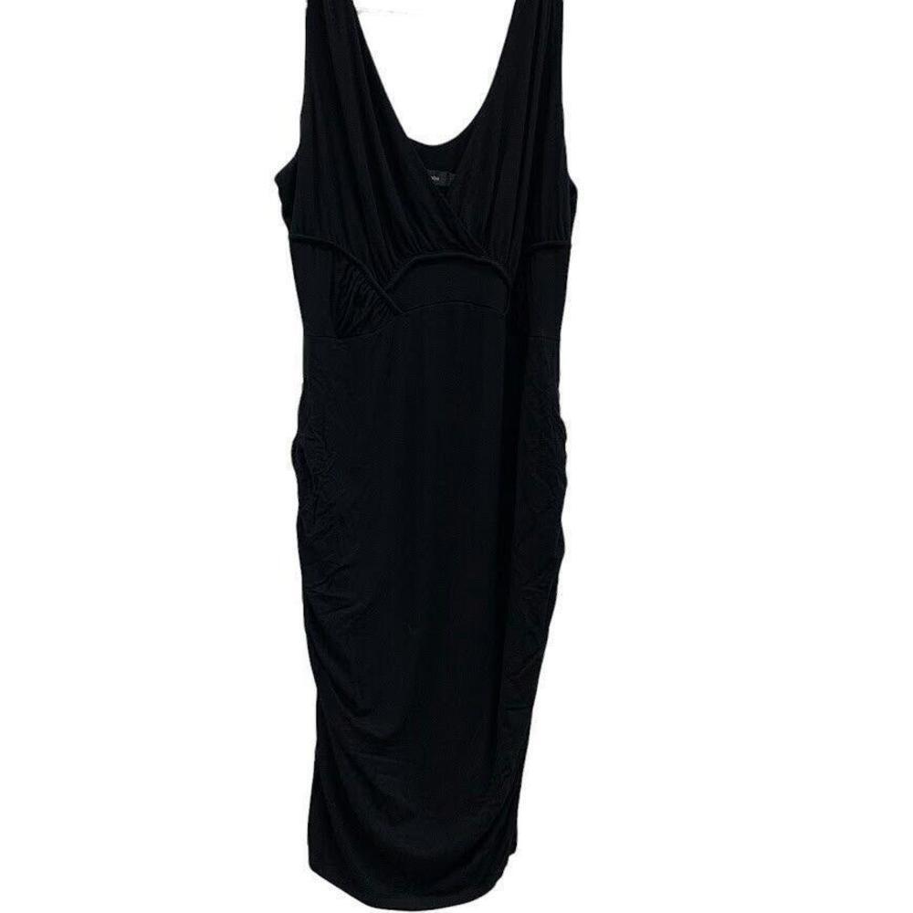 Stork & Babe Womens Black Ruched V Neck Sleeveless Maternity Dress Size M​​